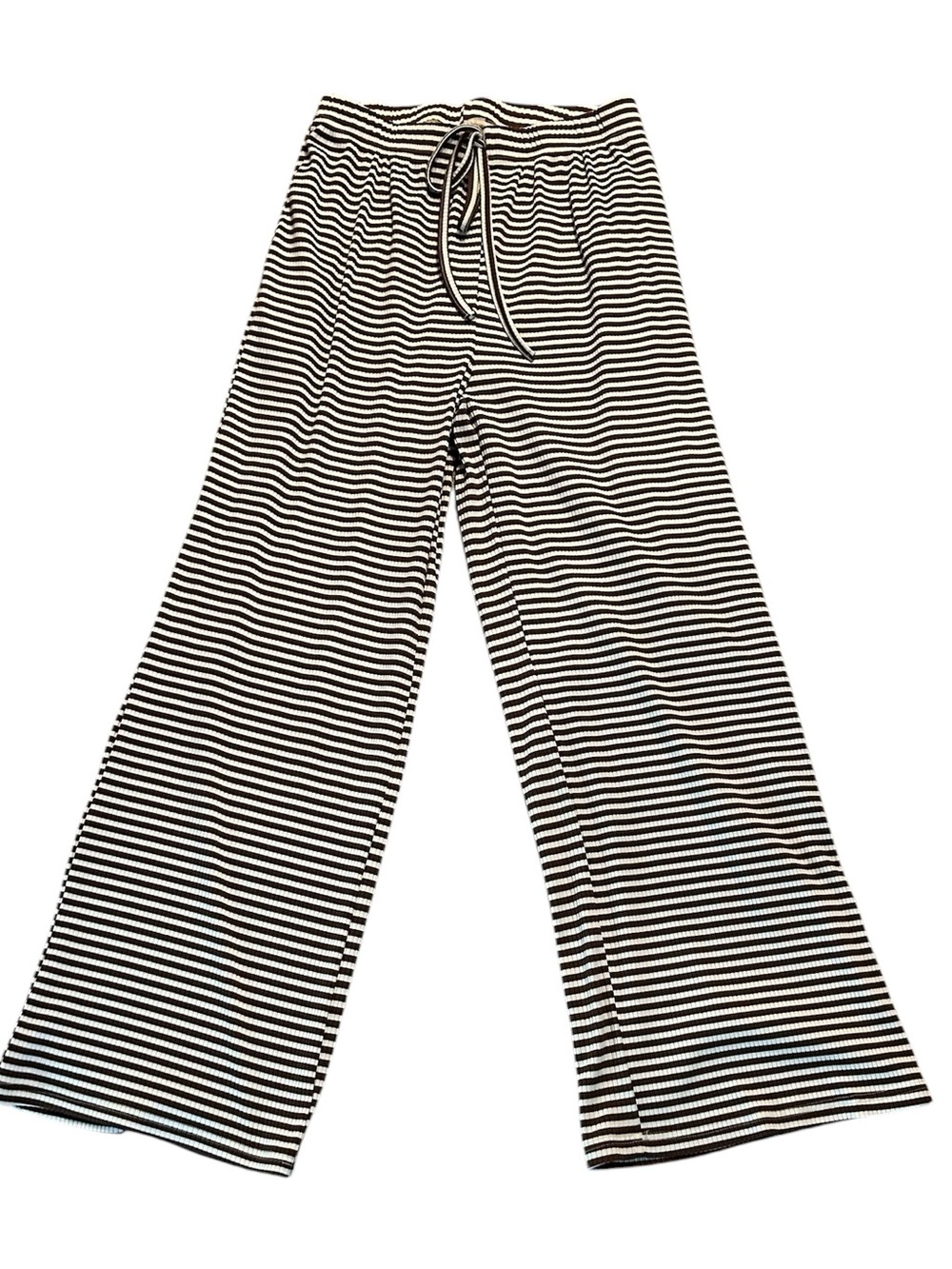 Katch Me Brown & White Striped Flare Drawstring Pants